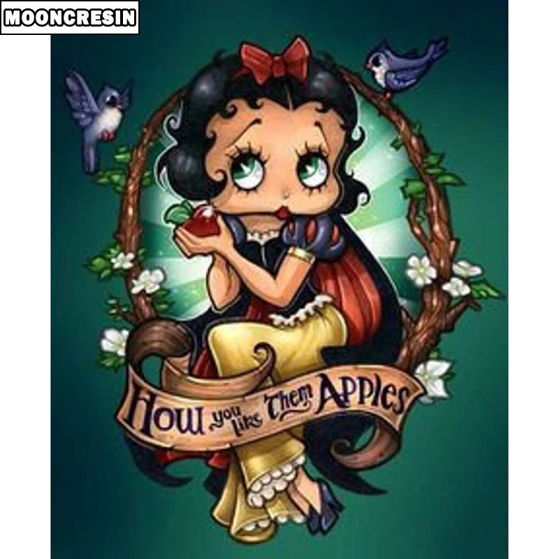 

5D Diy Diamond Painting Betty Boop Cross Stitch Full Square Diamond Embroidery Kit Mosaic Handicrafts Needlework Home Decoration