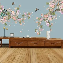 Nuevo estilo de revestimiento de paredes de dormitorio moderno Vintage rosa Floral papel pintado Tropical pájaros Pared de flores papel decoración del hogar