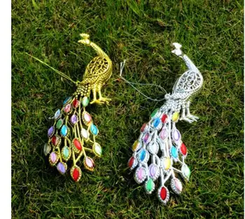 

Christmas Decorate gifts Diamond peacock Hanging Christmas tree set ornaments wedding factory wholesale 2PCS