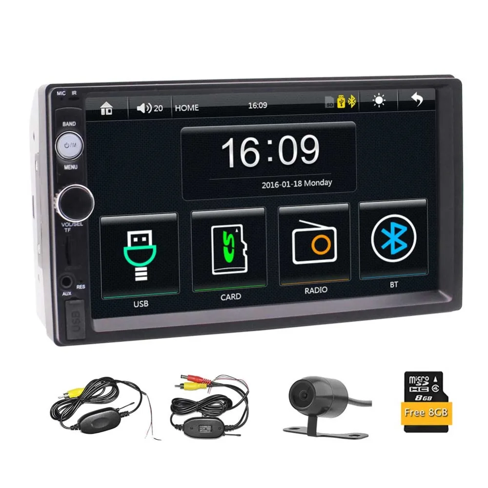 

Car MP5 Player Radio Bluetooth Audio Receiver Capatitive Touch Screen Bluetooth GPS Navigation FM/USB/TF/AUX IN/AV IN/SWC+Rear