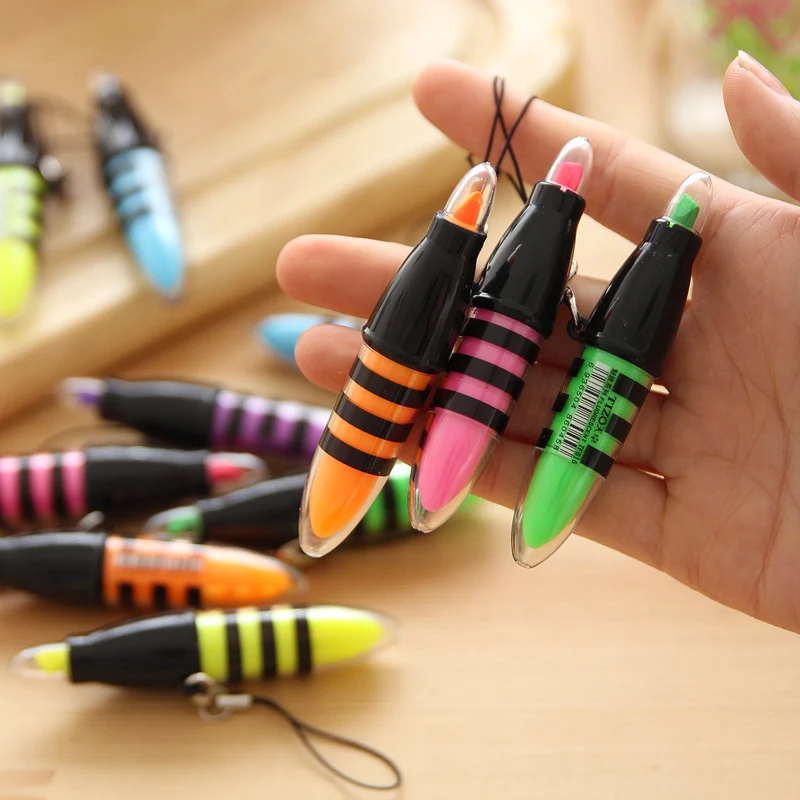 

6X Kawaii Cute Mini Bee Design Marking Drawing Highlighters School Office Supply Kids Gift Stationery