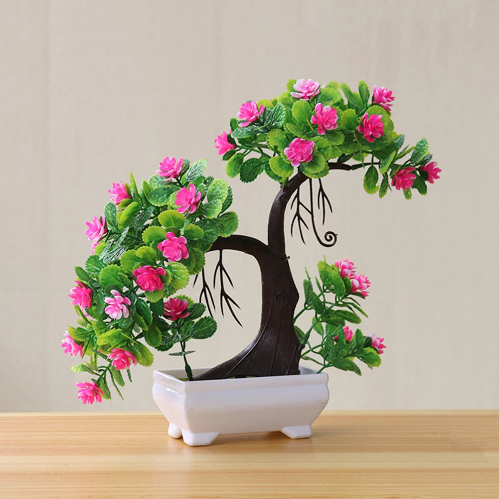 

Office Ornaments Hotel Display Small Tree Decoration Garden Bonsai Potted Fake Flower Home Wedding Artificial Plants Desktop
