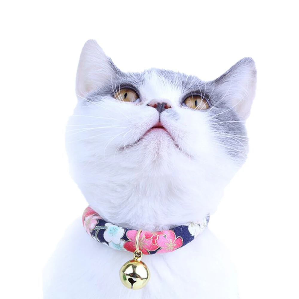 

Cat Collar Bell Handmade Japanese Style Adjustable Printed Necktie Necklace With Bell for Puppy Kitten Pet Cat Accessories