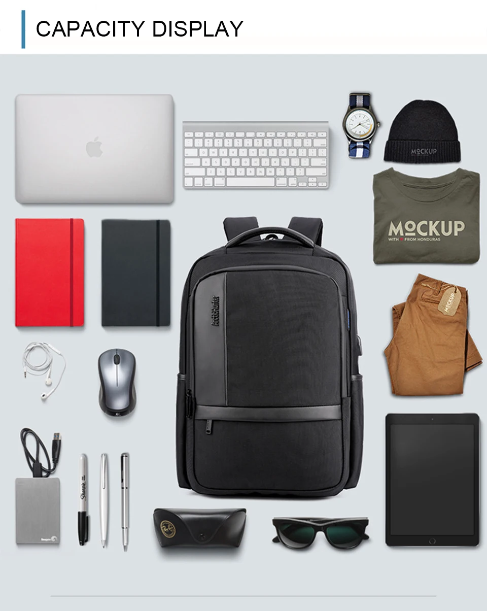 Men Backpack Travel Backpacks 17 Inch Laptop 15.6 Backpacking Notebook Large Capacity Back Pack Waterproof USB Charging Bagpack (8)
