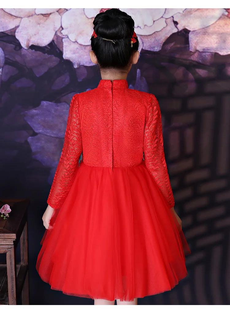 Красный год китайское платье Дети модные детские Ципао для маленьких девочек современные Qipao Vestido Oriental Платья для женщин традиционные