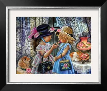 

New mosaic diamond embroidery beads Baby Girl Flower Cat dog animal diamonds cross stitch painting handwork kits wall decor