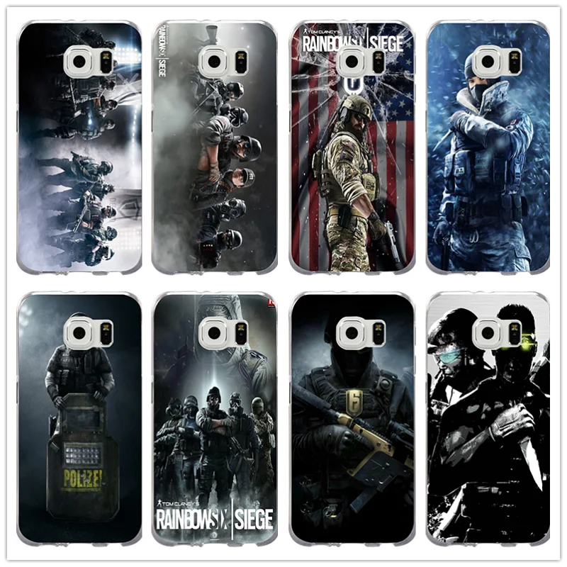 

Soft Cover TPU Phone Cases for Samsung Galaxy Note 2 3 4 5 8 S3 S4 S5 Mini S6 S7 S8 S9 Edge Plus Hot Rainbow Six Siege Operation
