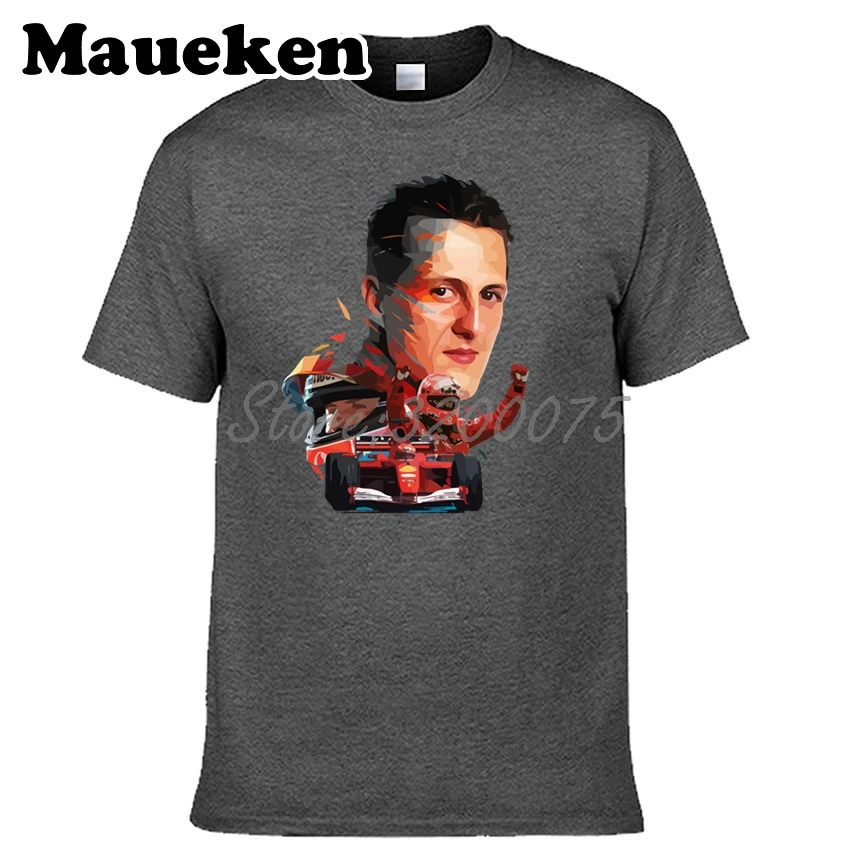 Мужская футболка Michael Schumacher 1 racing driver seven time Formula одежда чемпиона мира с круглым