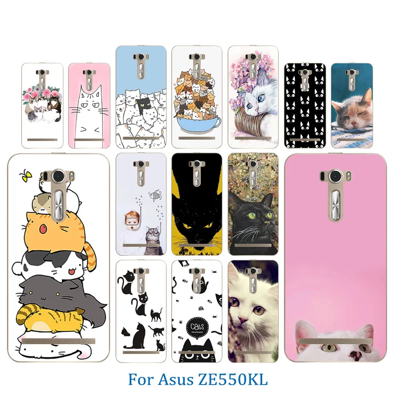Мягкий ТПУ чехол для телефона Asus ZenFone 2 Laser ZE550KL 5 дюймов Чехол Luck Cat Pattern Capa Zenfone Ze551kl