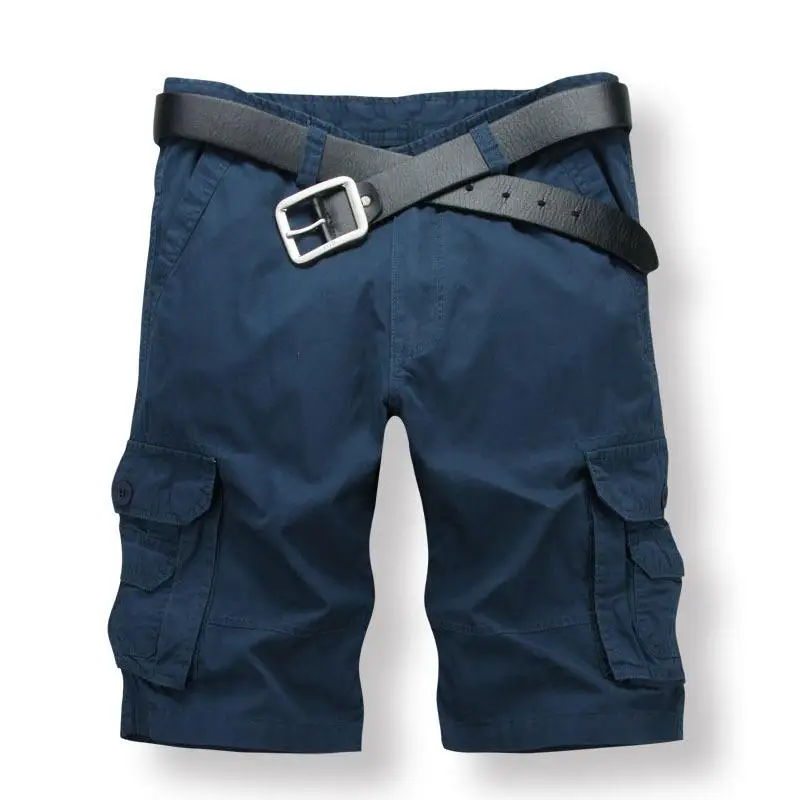 Men's summer shorts pure cotton water washing and multi - Pocket Shorts