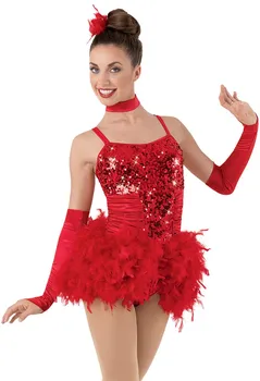 

Children's Jazz Dance Latin Dance Costume Sequin Feather One-piece Skirt Stagewear Performance Clothing