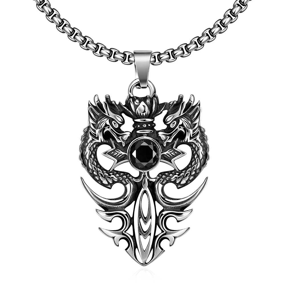 Fashion Jewelry Double Dragon Necklaces&Pendants 316L Stainless Steel