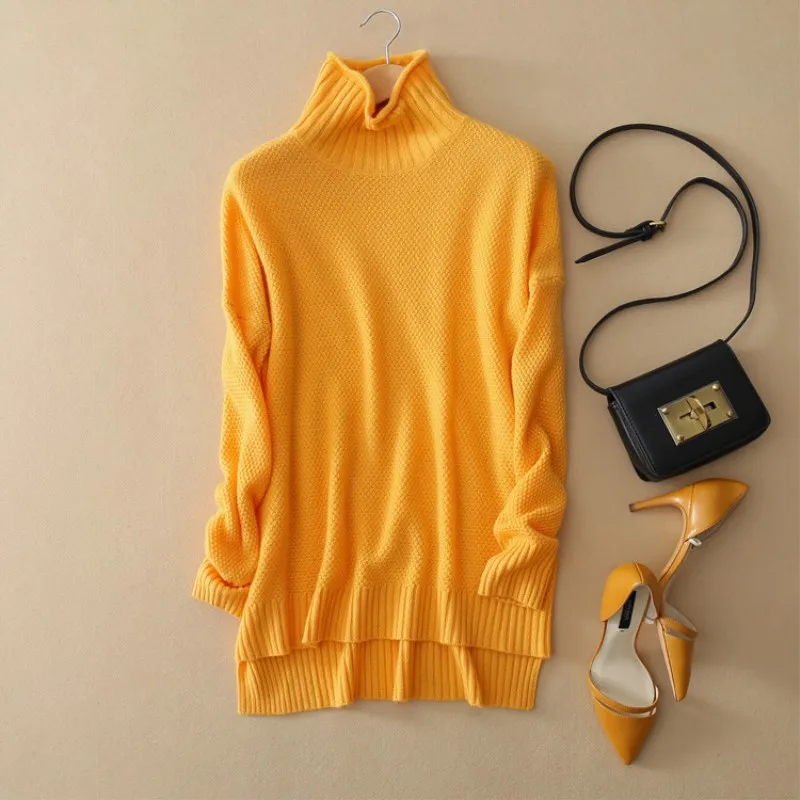 

Spring And Winter Pullover Pure Cashmere Sweater Turtleneck Sweater Female Thickening Basic Sweater