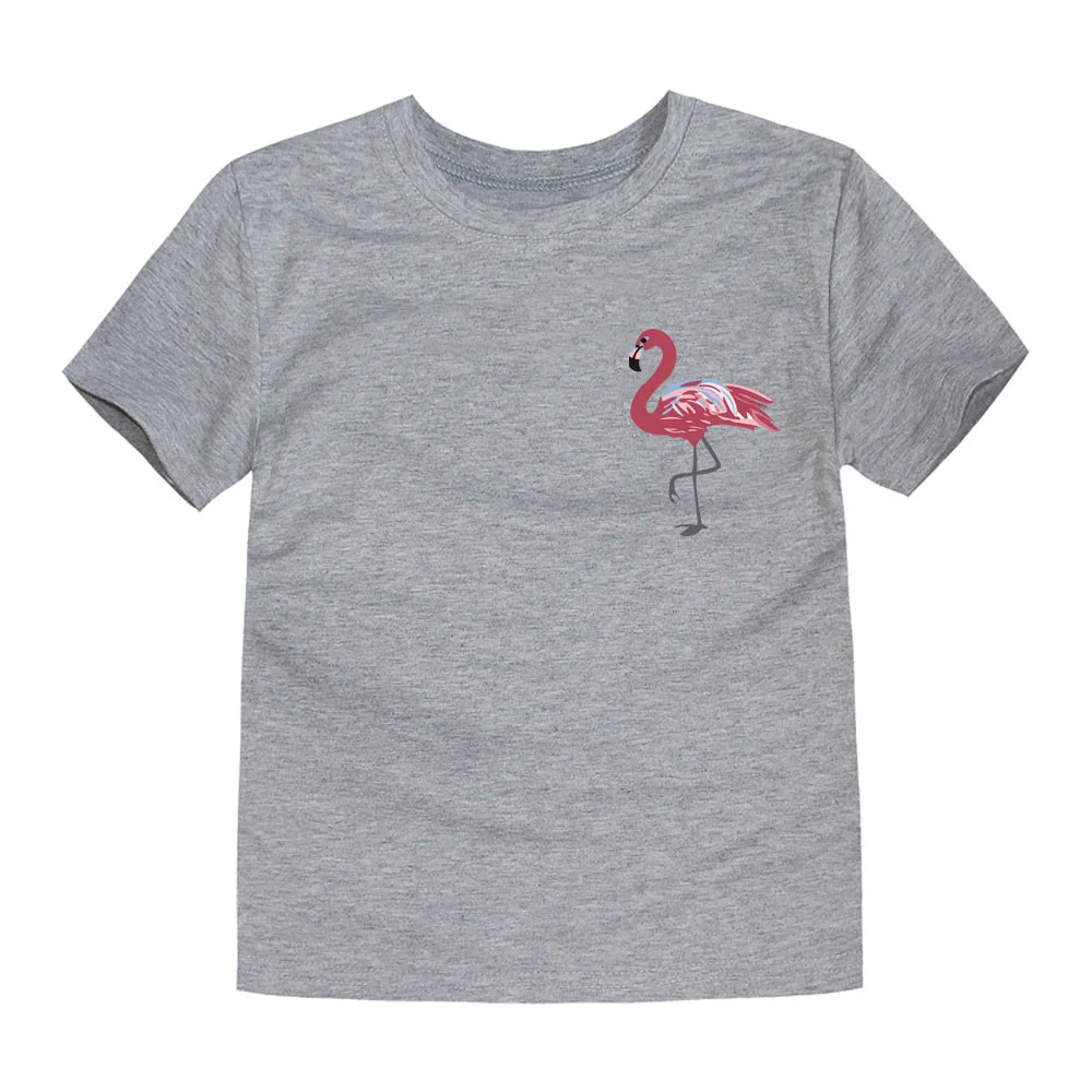 Новые брендовые футболки с 3d рисунком фламинго для маленьких девочек Детские футболки для команды школьная Повседневная е-образная Летняя женская кофта roupa menina для детей от 1 до 14 лет - Цвет: TTTO9