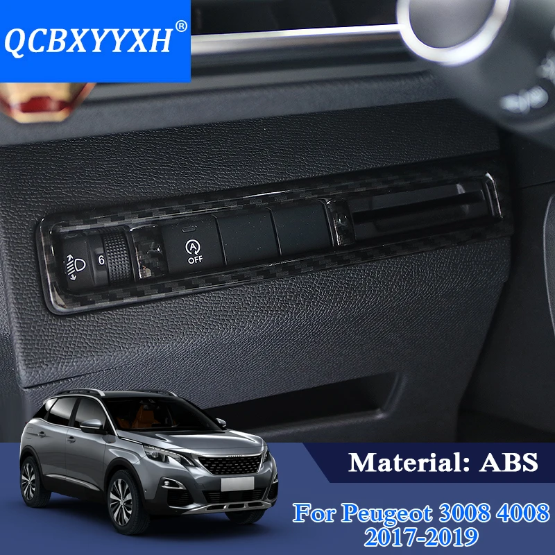 

QCBXYYXH Car Styling Headlight Switch Button Sequin For Peugeot 3008 2017 2018 Internal Decorations Stickers Auto Interior Frame