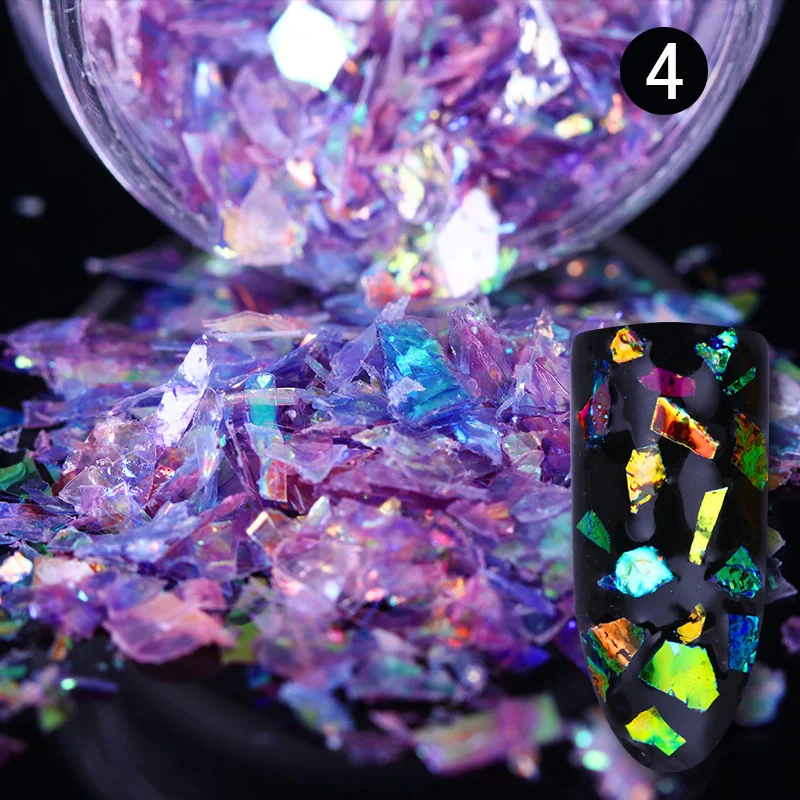 

1 Box Fluorescent Glass Paper Irregular Aluminum Nail Flakes Sequins Powder Magic Mirror Shinning Manicure Nail Decoration