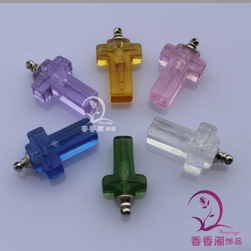 

5PCS Cross , Crystal Vial Jewelry ,Name On Rice, Mini vials pendants,Crystal Rice Vials