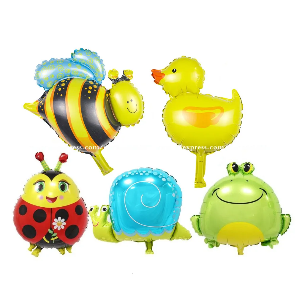 

KUAWANLE 5pcs/lot Mini Animal Balloon Bee&Frog&Duck&Ladybug Baby Shower Foil Balloons Birthday Party Decoration Globos Kids Toys
