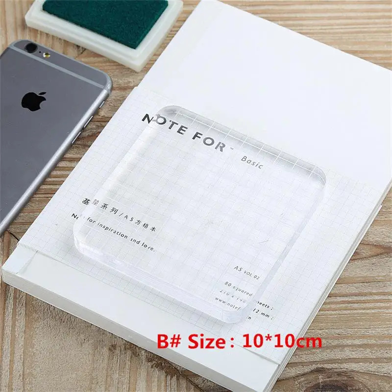 Clear Acrylic Scrapbook Clear Stamp Board Square Hands Press Handle Tool For Stamps DIY Craft 1PC Different Size - Цвет: B