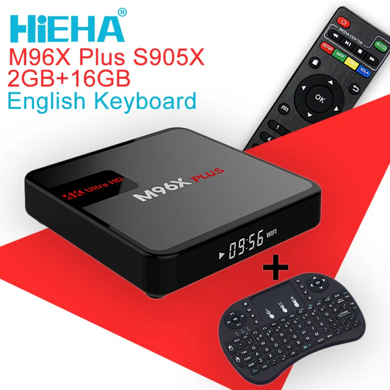 

M96X Plus Smart TV Box Amlogic S905X Quad Core Mali-450 Android 6.0 2G/16G Set Top Box TV Receivers Kodi 16.1 Tv Boxes 2.4G WIFI