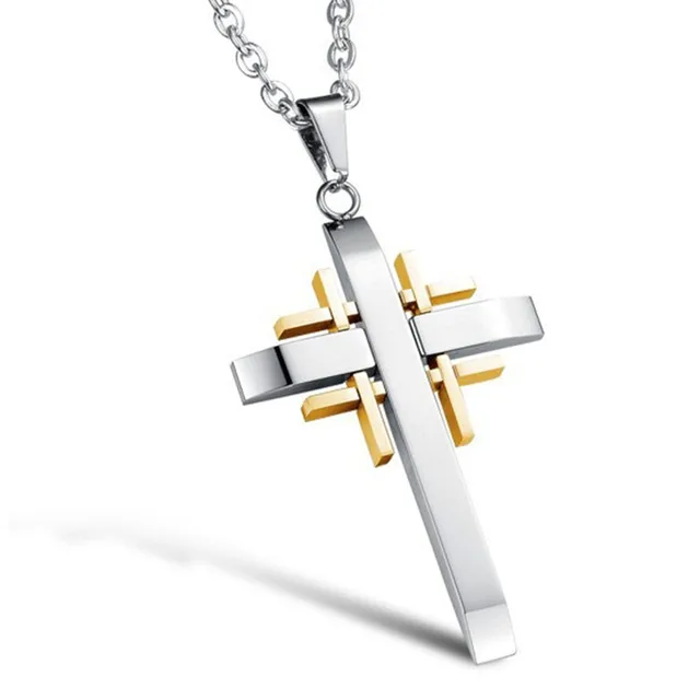fish hook necklace Classic Cross Pendant Necklace Black/Silver/Gold