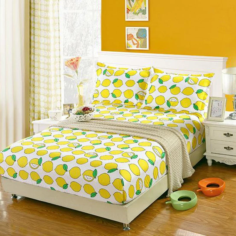 

Fruit, lemon, banana, fitted bed sheet elastic mattress cover bed linen bedspread single Double bed twin full queen size sheets