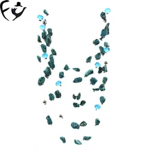 Дикие зеленые камни Многослойные ювелирные изделия богемные женские бусы ожерелье