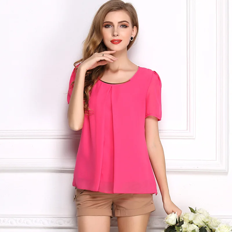 plus size Korean version of the self-cultivation large size chiffon shirt cool chiffon shirt 2019 casual fashion shirt summer