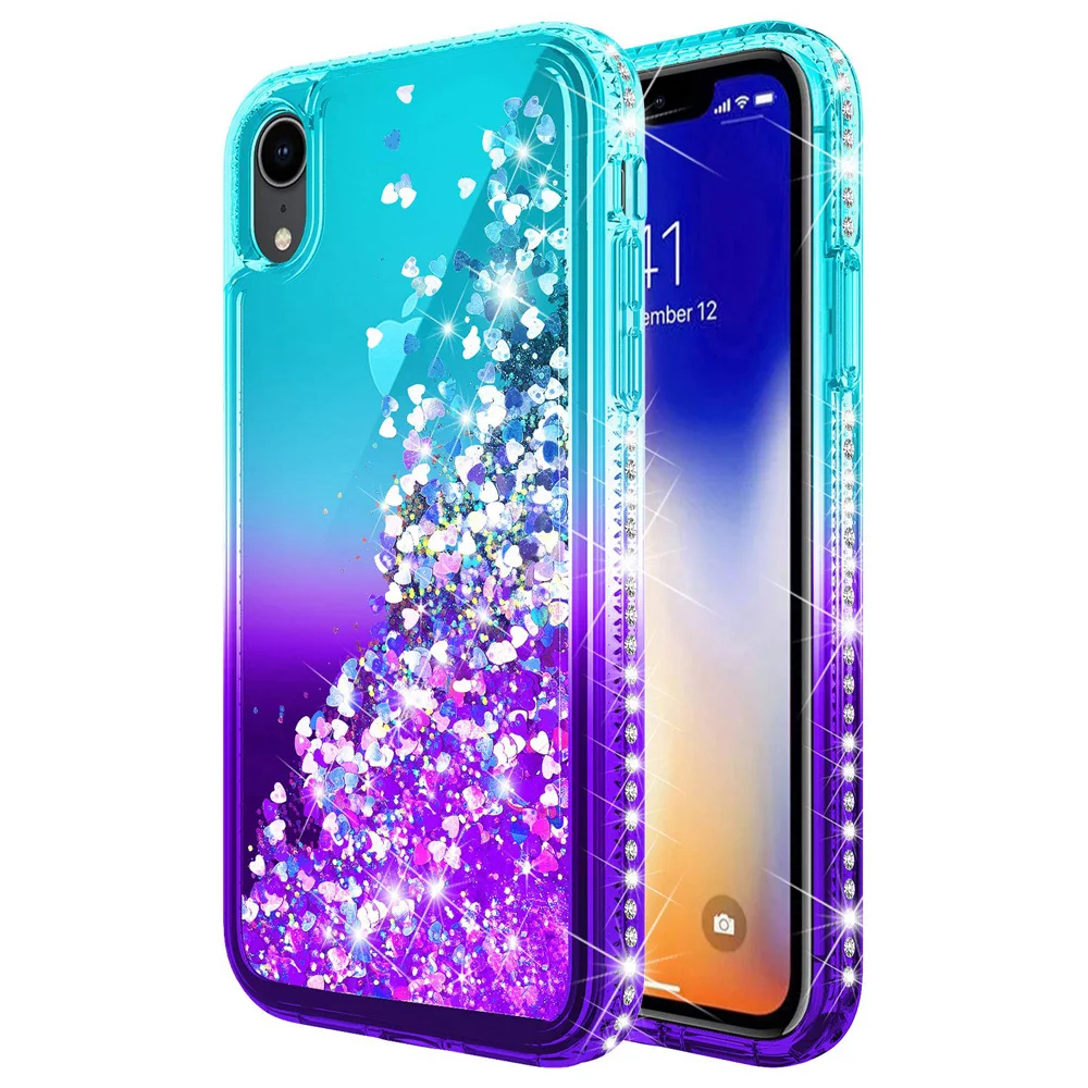 Чехол для iPhone X XR XS Max роскошный чехол с жидкостью и сыпучим песком Блестящий