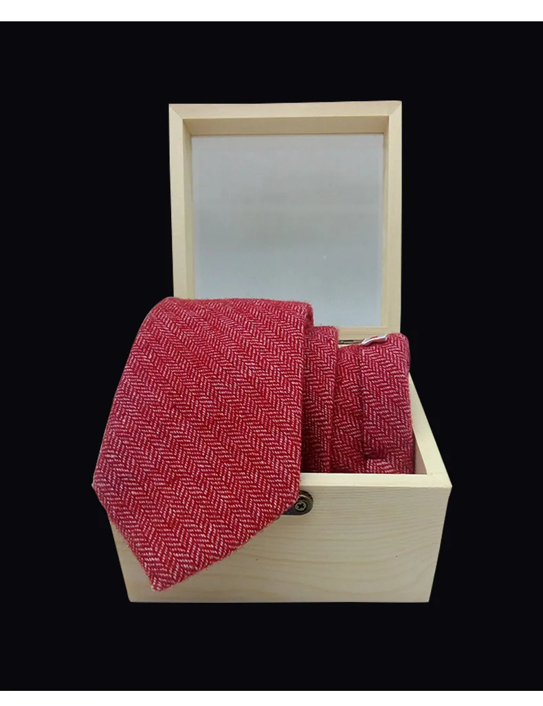 Модели шерстяной галстук Одноцветный галстук мужской галстук Свадебный оптовый деревянный ящик