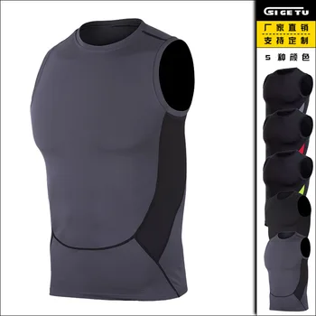

2018 Custom Quick Dry Running Vest Training Sleeveless Workout Tank Top Fitness Tights Men Sport Suit Gym Man's T-Shirt
