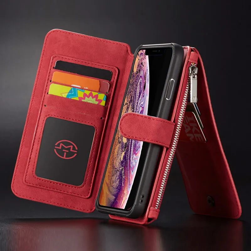 Caseme бумажник чехол для iPhoneXs Max X 8 7 6s плюс Флип карты 2 в 1 магнит бизнес iPhone