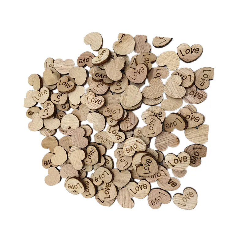 

100pcs/lot Wedding Decoration Vintage Wooden Love Hearts Shape for Mr Mrs Weddings DIY Gift Craft Birthday Party Favors Supplies