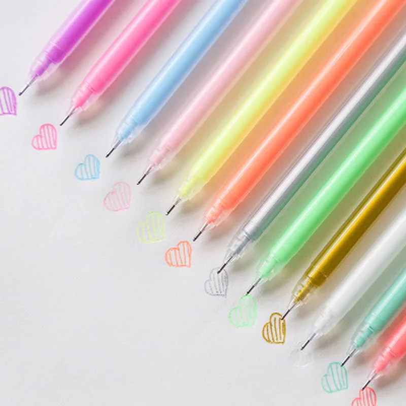 

12pcs/set Color Gel Pen Stationery Set Flash Gel Pens Glitter Pen Korean Novelty Highlighter Kawaii School Supplies Cute Pens
