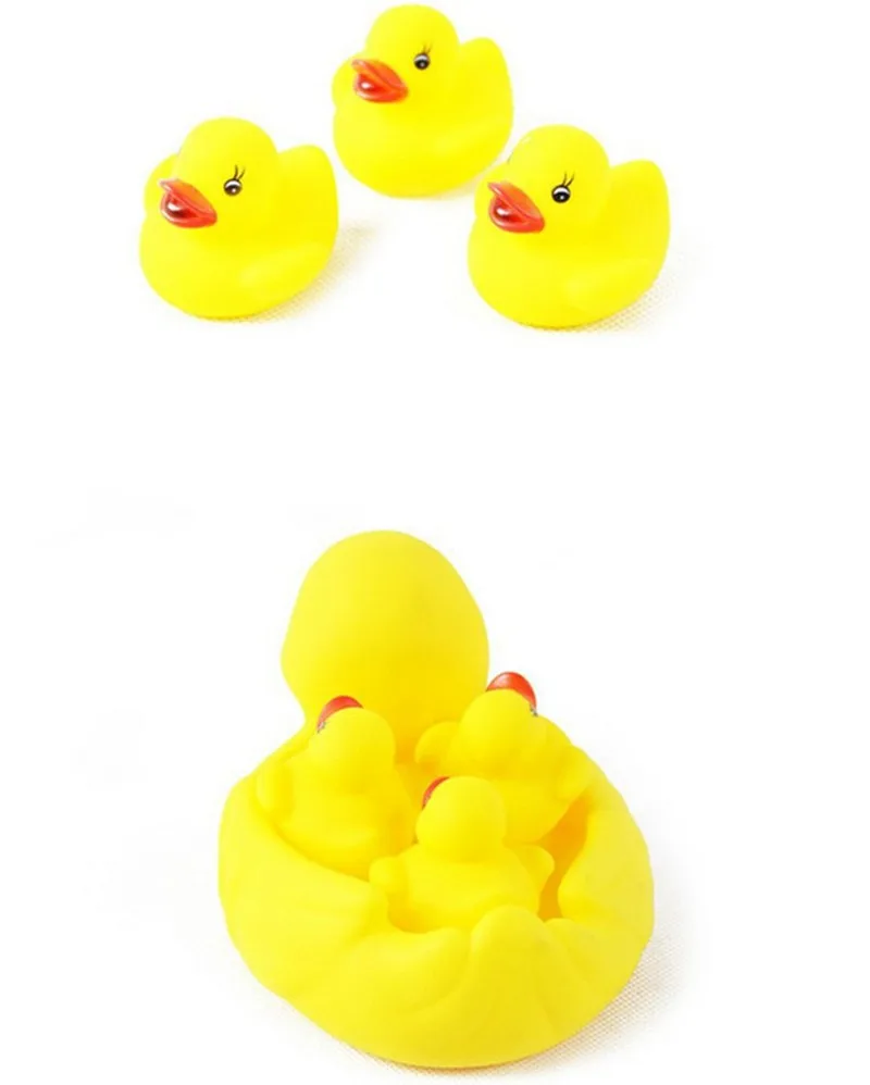 MOTOHOOD Cute Baby Rattle Bath Toy 4pcs Ducks Squeezing Call Rubber Shower Bathing Water Play Toy For Children (3)