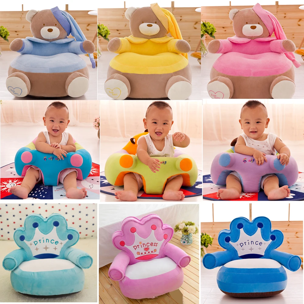 

Baby Seats & Sofa Only Cover NO Filling Kids Cartoon Crown Seat Children Velvet Chair Skin Toddler for Sofa Best Gifts appease