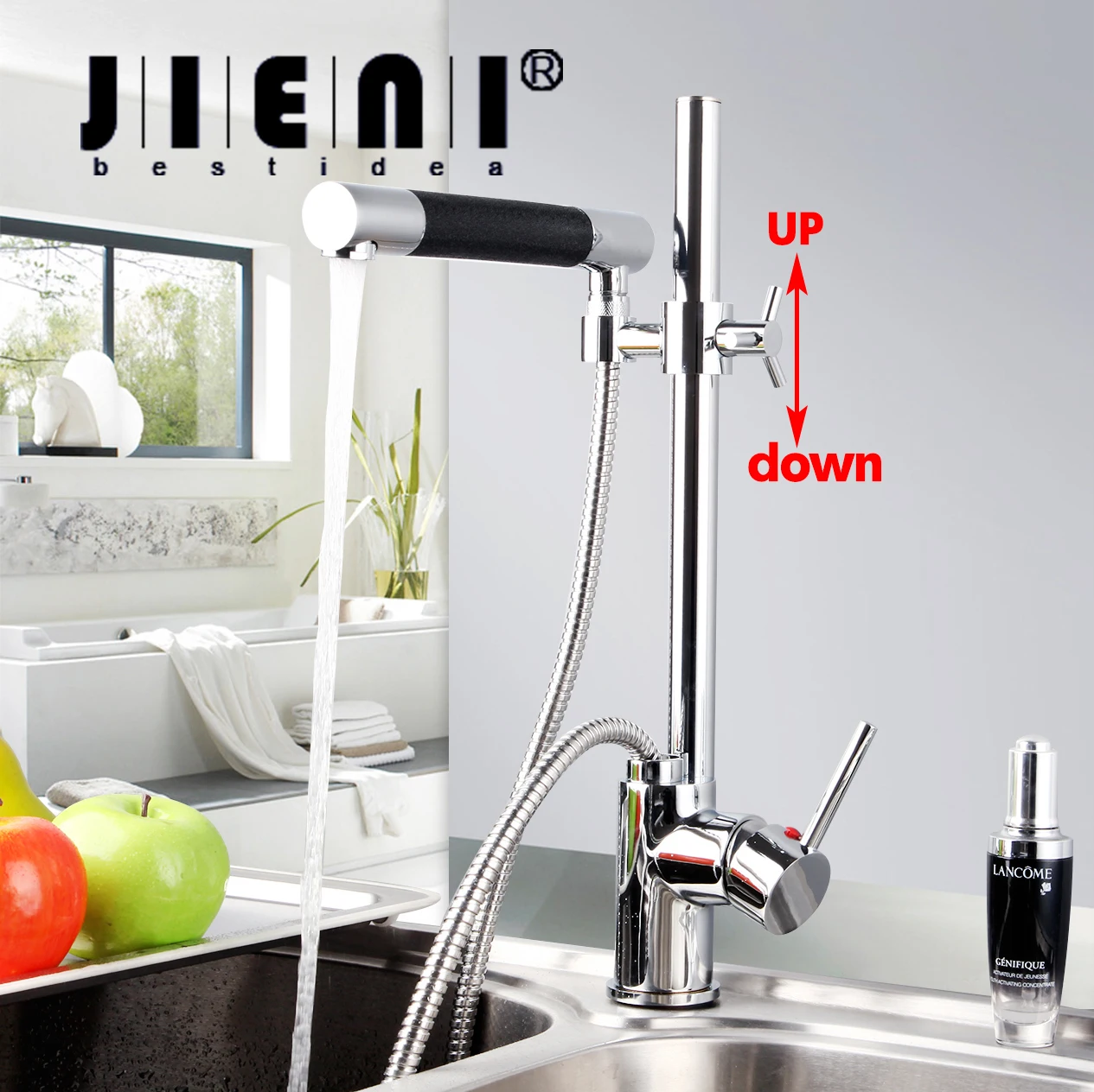 Pull Down Kitchen Faucet Tap Rotated Polished Chrome With Flexible Spary Handle Swivel Kitchen Basin Sink 