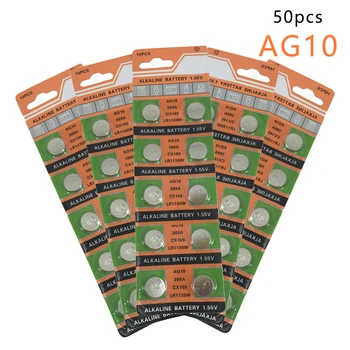 

Centechia Hot Sale 50 Pieces Watch Battery 10 Pcs 1.55V AG10 LR54 LR1130 L1131 389 189 Alkaline Batteries Button Cell Coin