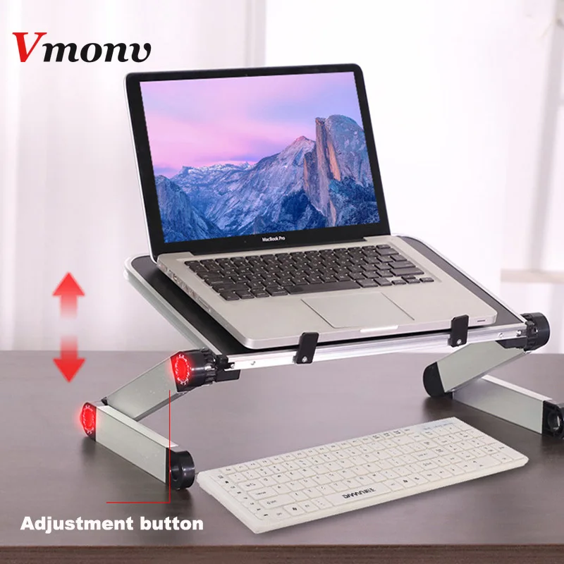 Vmonv 360 المحمولة للطي مكتب طاولة السرير موقف مريح دفتر حامل كمبيوتر محمول حامل ل 11-17 بوصة لينوفو ديل أيسر ماك بوك