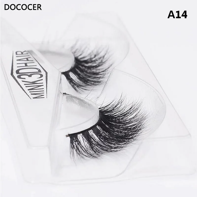 

Eyelashes Real Mink Handmade Crossing Lashes Individual Strip Thick 3D Mink Lash Fake Eyelashesmakeup DOCOCER A14