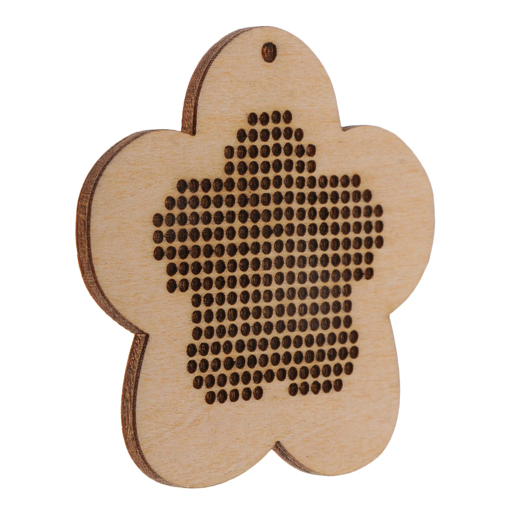 1 Pack Wood Flower Shape Small Circle Blanks Pendant Charms for Embroidery Counted Cross Stitch Kit ,DIY Jewelry Making Findings