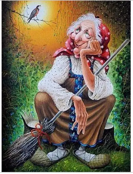 

n3th Witch look at bird DIY Diamond Painting Cross Stitch Sewing Knitting Needles Diamond Embroidery Romantic Coffee cup flower