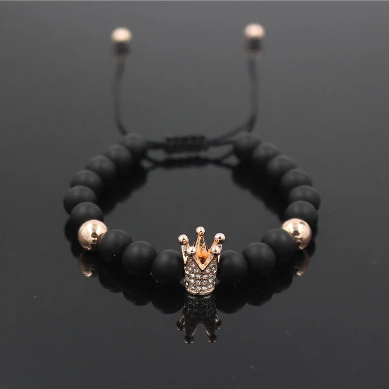 Плетение CZ Король Королева Корона браслет для женщин мужчин дружба ручное вязание Регулируемый шарм браслеты и браслеты Прямая - Окраска металла: ND10008RG