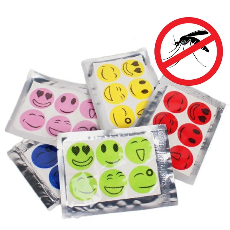

20Packs/Lot Mosquiot Repellent Stickers Patches Smiling Face Drive Pest Mosquito Killer Cartoon Repeller Sticker Random Color