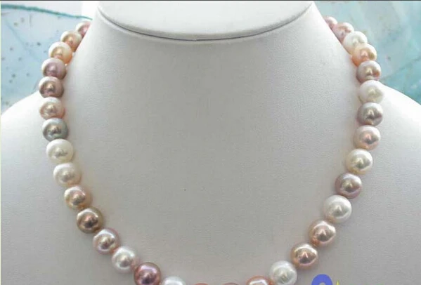 

Free shipping@@@@@ AAAAA++ 17" 11mm multicolor ROUND FRESHWATER PEARL NECKLACE 14KT p1814