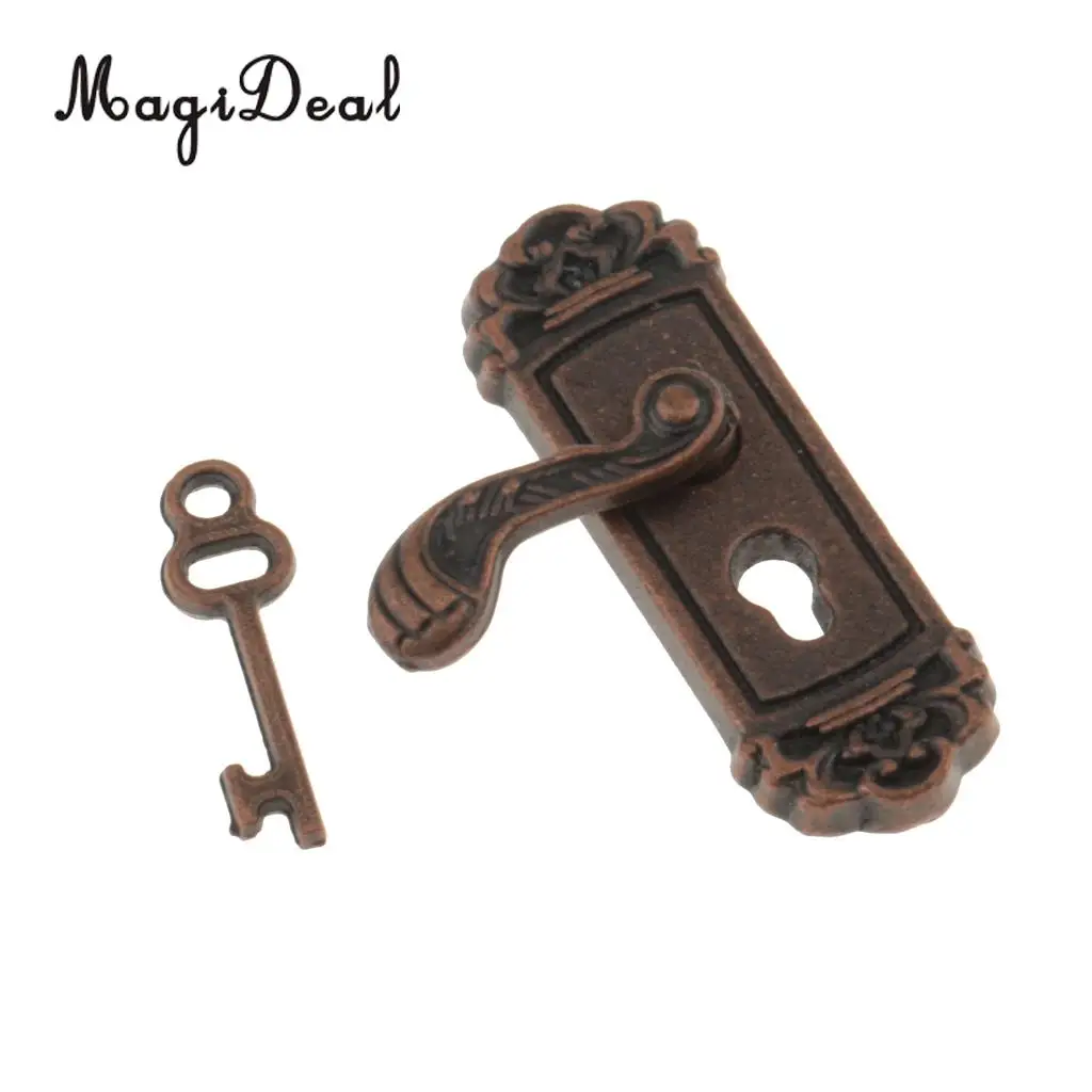 1/12 Scale Metal Dollhouse Miniature Vintage Door Lock Key for Dollhouse Furniture Decoarion DIY Accs