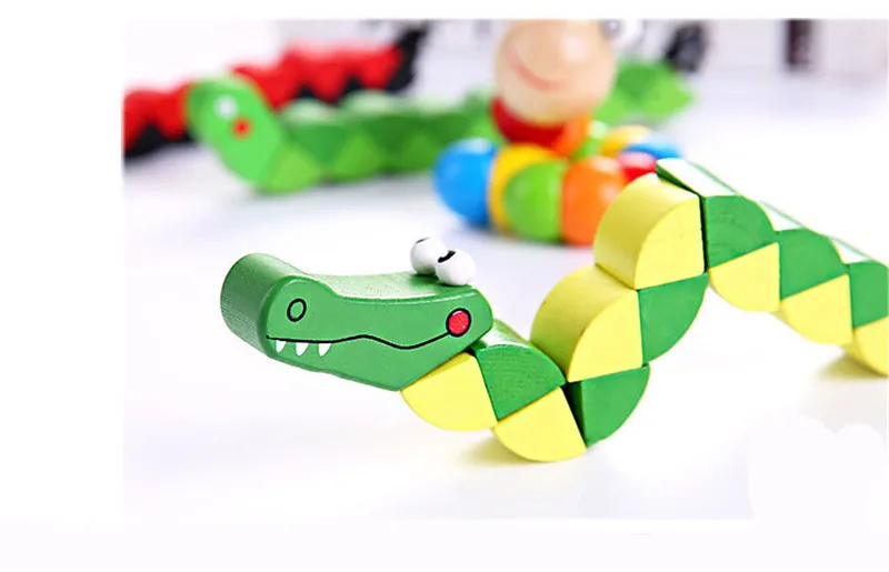 Colorful Wooden Worm Puzzles Kids Learning Educational Didactic Baby Development Toys Fingers Game For Children Montessori Gift 16