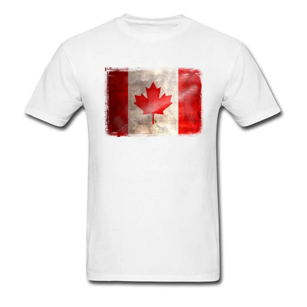 Distressed vintage Canada Flag Short Sleeve Tops Shirt Round Neck 100% Cotton Male T-Shirt Customized Sweatshirts Graphic Distressed vintage Canada Flag white