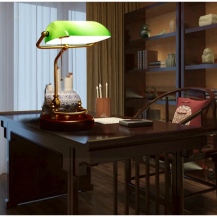 Классическая винтажная лампа банкира настольная лампа E27 с выключателем зеленого стекла абажур покрытие настольные лампы для спальни Кабинета дома чтения