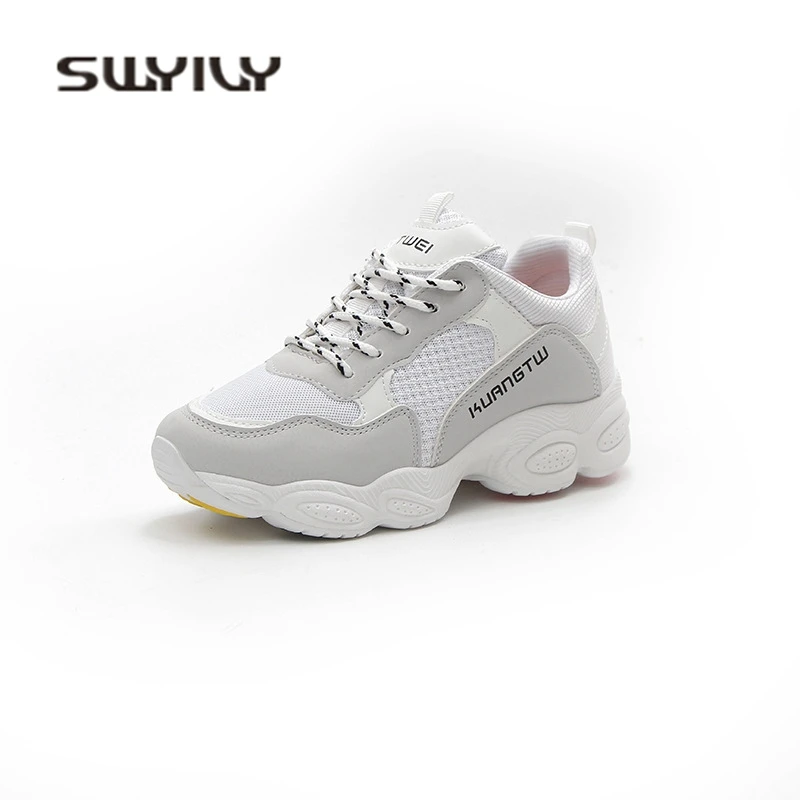 SWYIVY Women Sneakers Platform 2018 Spring Women White Shoes 2018 Casual Shoes 40 Comfortable White Canvas Shoes Women Sneakers